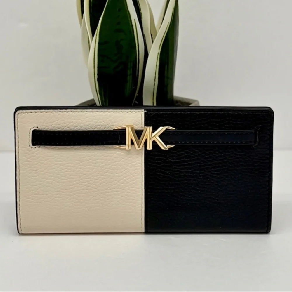 MICHAEL KORS Reed Black Multi Large Leather Snap Wallet